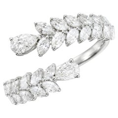 1.86 Carat Natural Diamond Bypass Ring in 18K White Gold Anniversary Ring