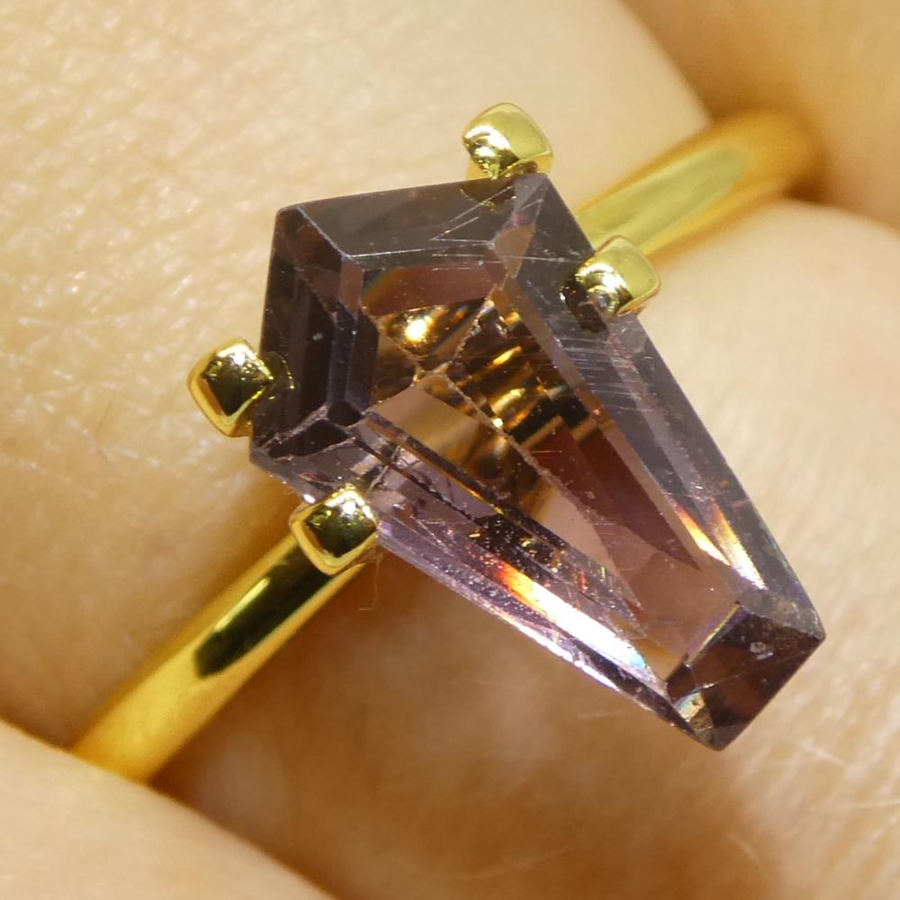 Beschreibung:

Edelstein-Typ: Saphir 
Anzahl von Steinen: 1
Gewicht: 1,86 Karat
Abmessungen: 11,47 x 6,90 x 3,20 mm
Form: Fünfeck/Körbchen
Schliffart Krone: Brillantschliff
Schnittstil-Pavillon: Stufenschnitt 
Transparenz: Durchsichtig
Klarheit: