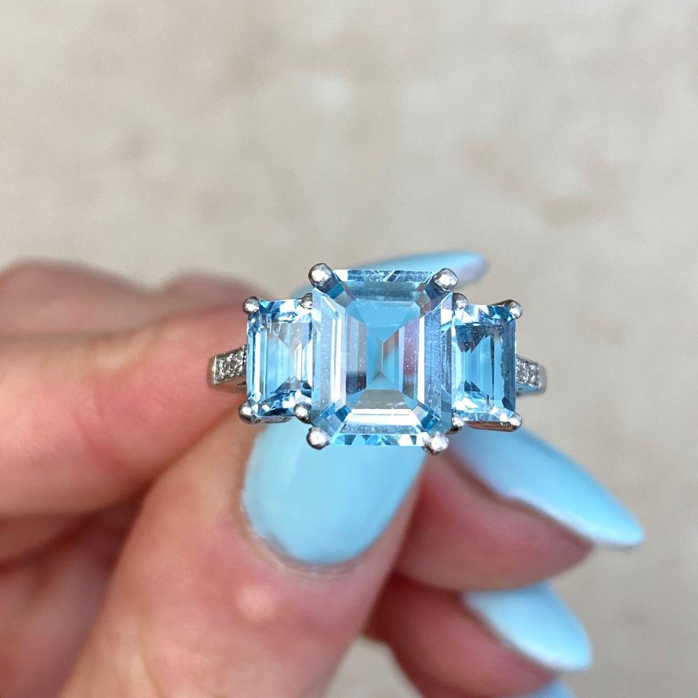 1.86ct Step Cut Aquamarine Engagement Ring, Platinum For Sale 2