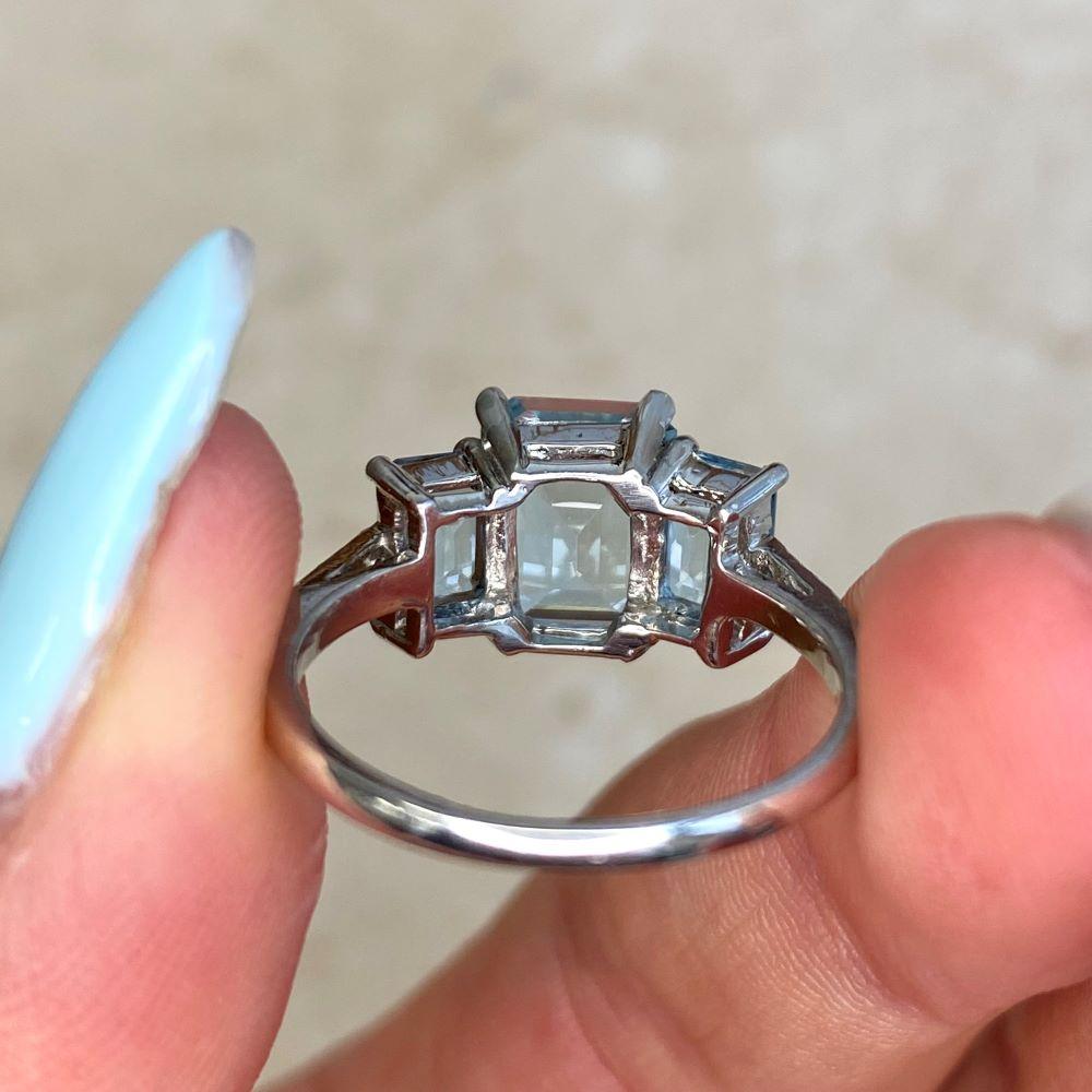 1.86ct Step Cut Aquamarine Engagement Ring, Platinum For Sale 3