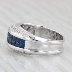 Bague en or blanc 14 carats avec saphir bleu 1,86 carat et diamant blanc, taille 6,75-7