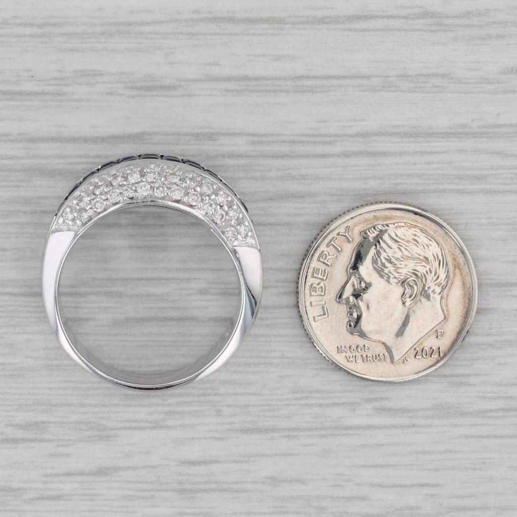 Anello con diamante bianco e zaffiro blu da 1,86 ctw in oro bianco 14k misura 6,75-7 in vendita 2