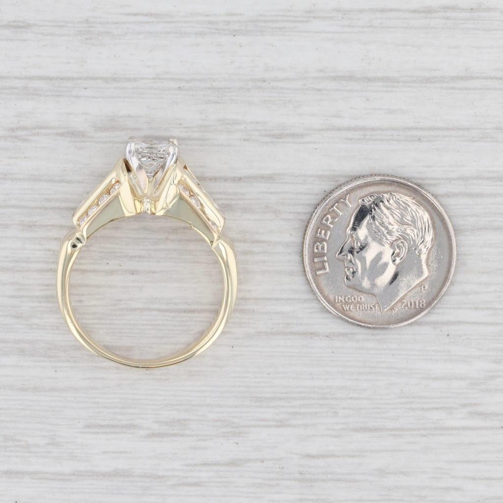 1.86ctw Diamond Engagement Ring 14k Yellow Gold Size 7 Princess Cathedral In Good Condition In McLeansville, NC