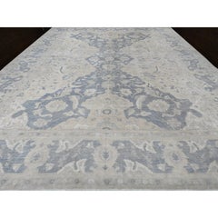 18'6"x24'2" White Wash Peshawar Hand Knotted 17th Century Polonaise Design Rug