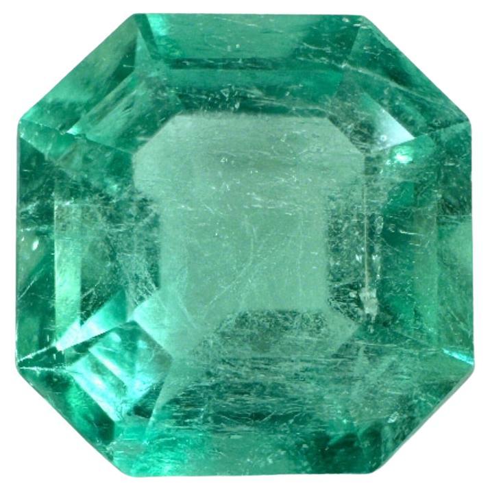 1.87 Carat 8x8 Art Deco Green Colombian Emerald - Asscher Cut May Birthstone Gem For Sale