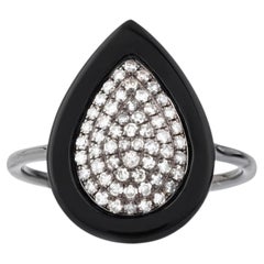 Modern 1.87ct Diamond and Black Onyx Fashion Ring, Silver, India