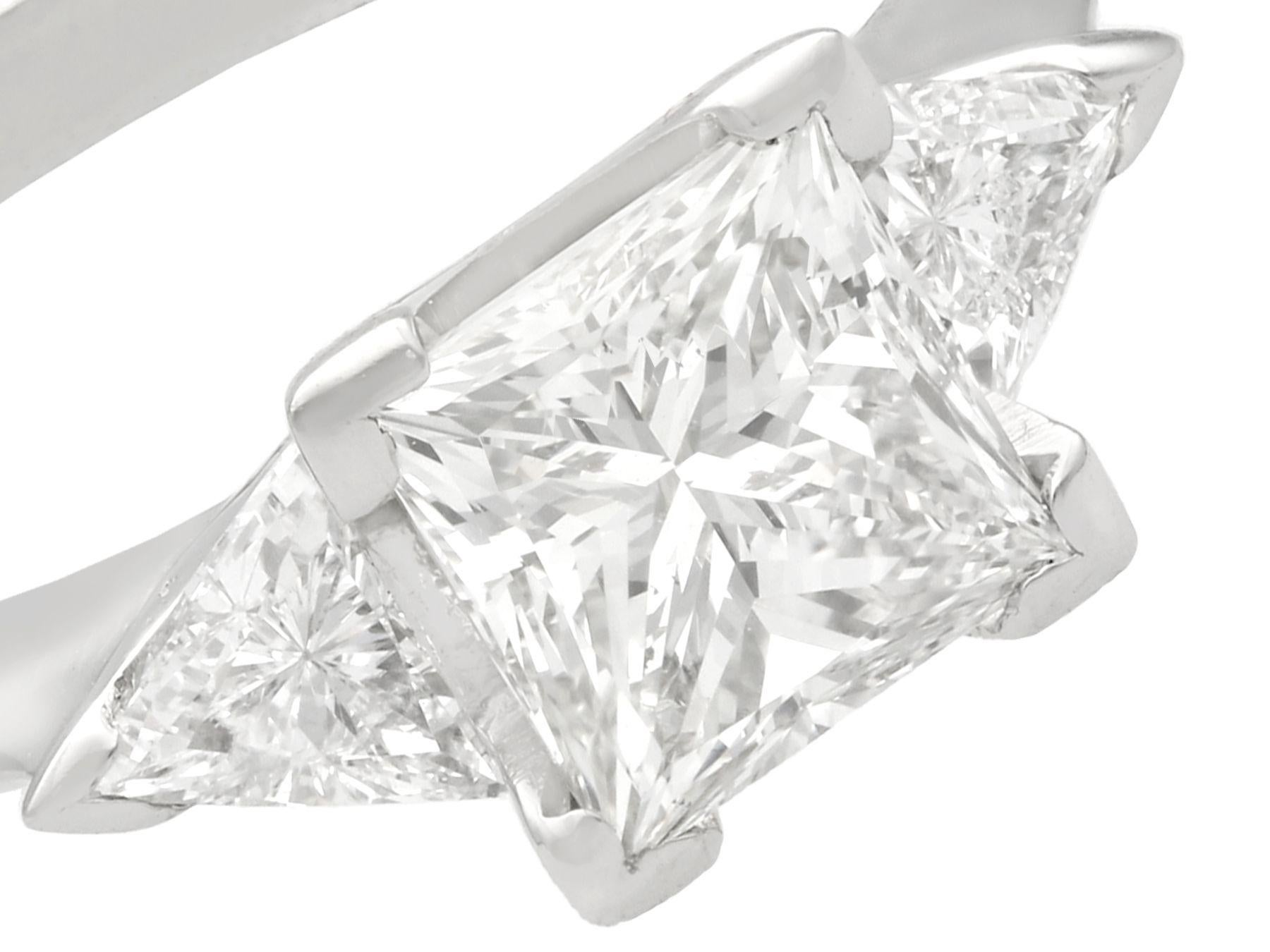 Contemporary 1.87 Carat Diamond and Platinum Trilogy Ring