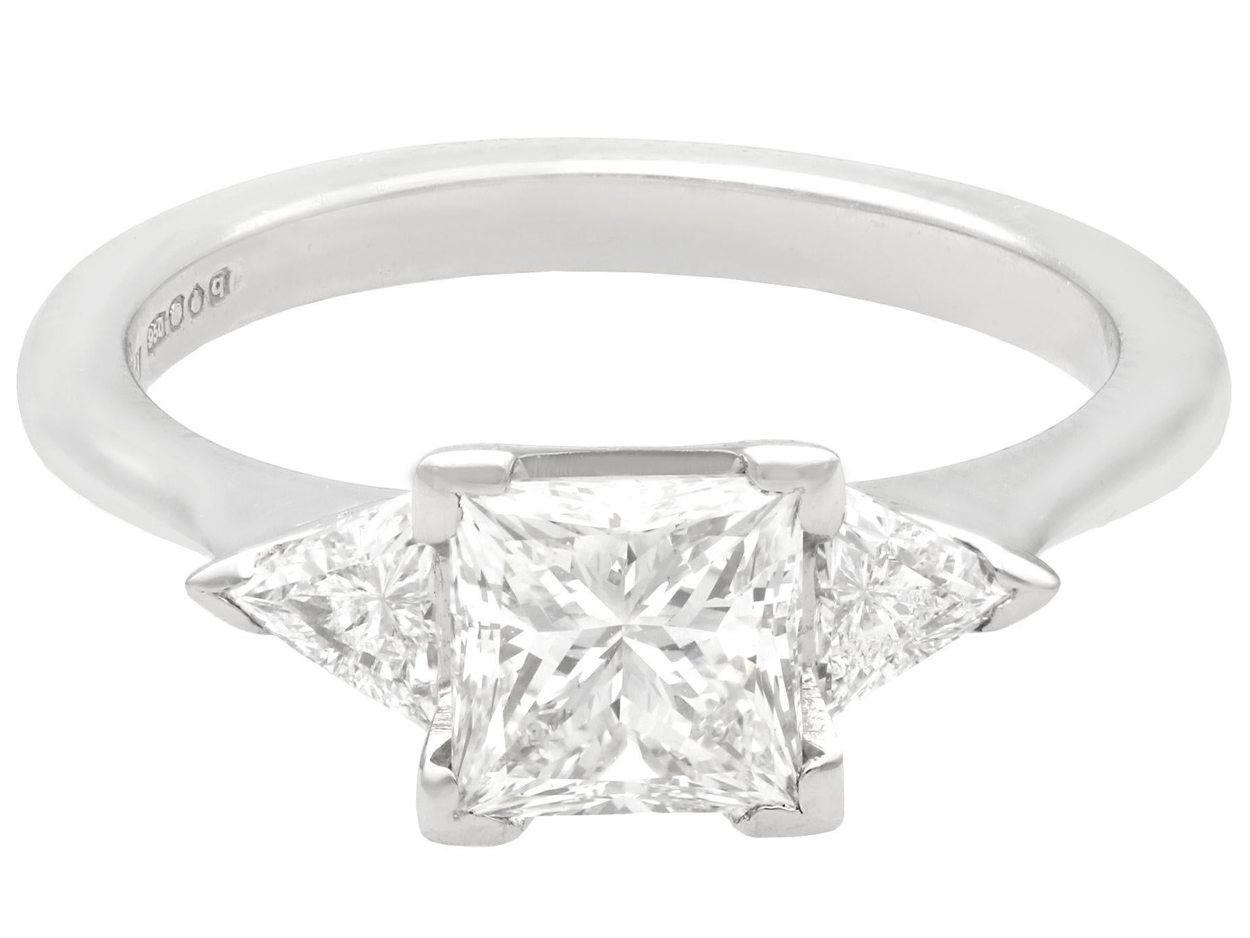Princess Cut 1.87 Carat Diamond and Platinum Trilogy Ring