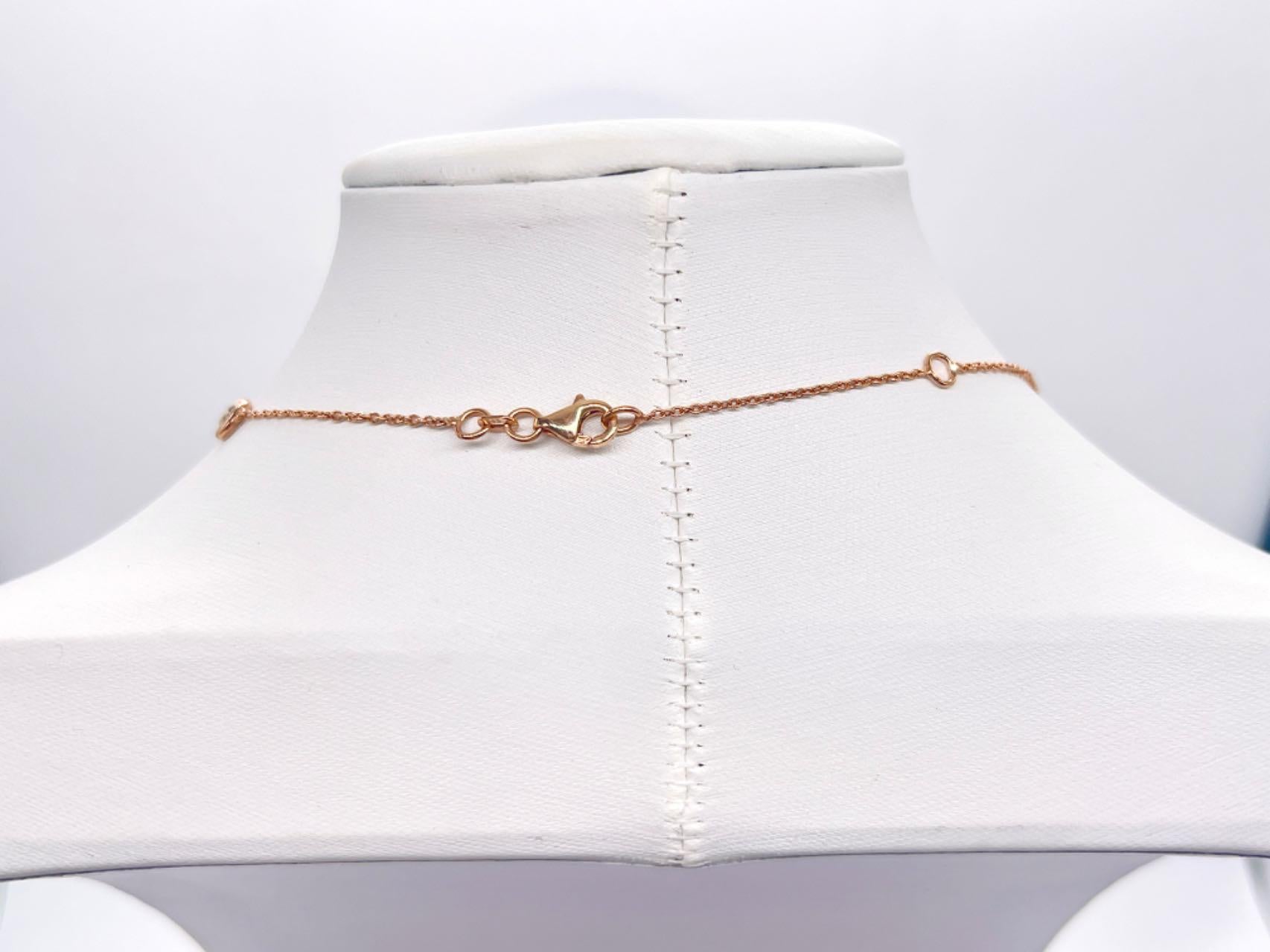 10 Station Diamond by the yard necklace set in Italian made 14K rose gold. 
Total weight is 1.87 carats. Beautiful shiny stones. 
Length 18 inch 4.68 grams. Average I,J-I Natural Diamond

*Free shipping within U.S*