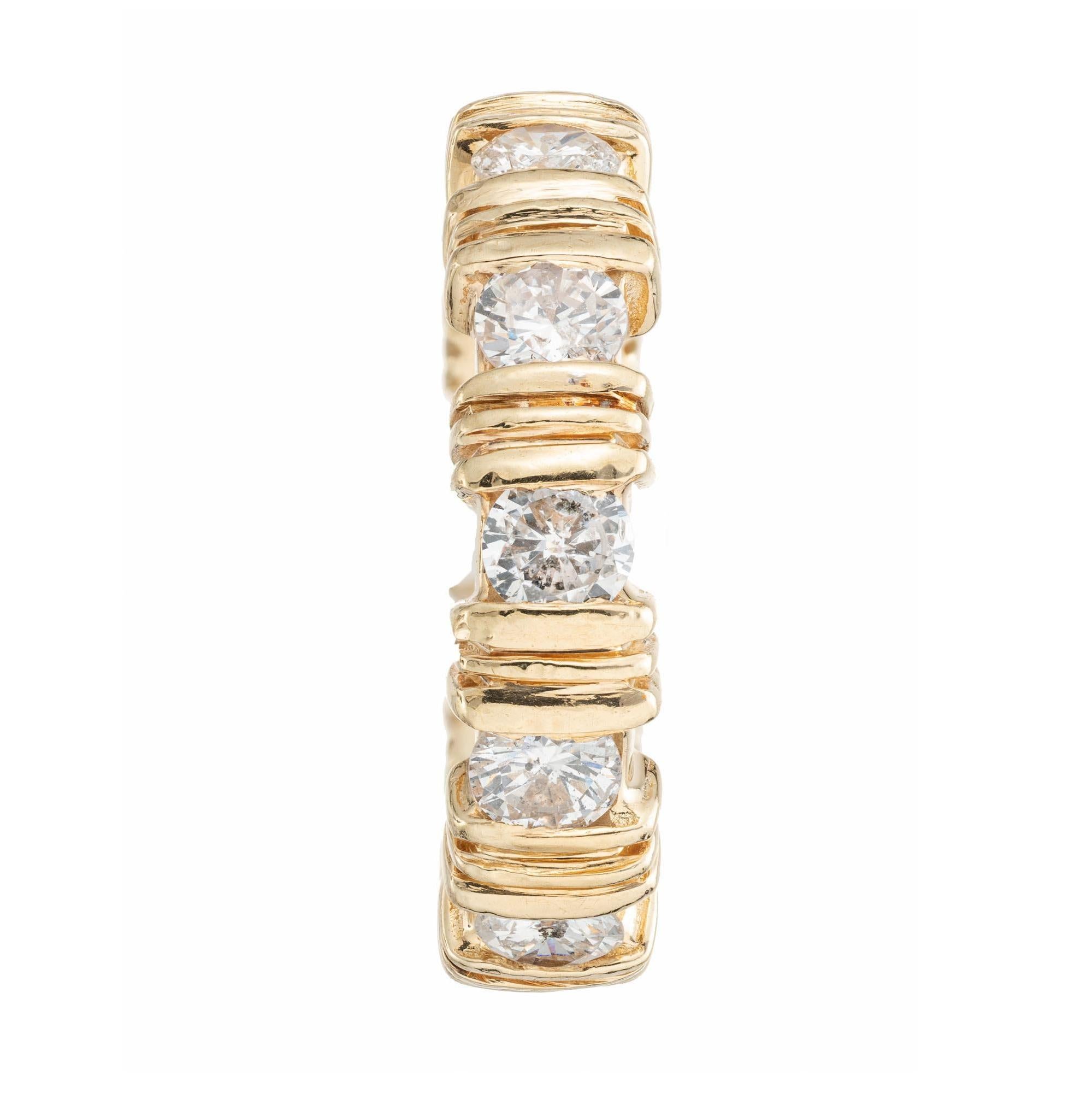 Women's 1.87 Carat Diamond Yellow Gold Eternity Wedding Band Ring