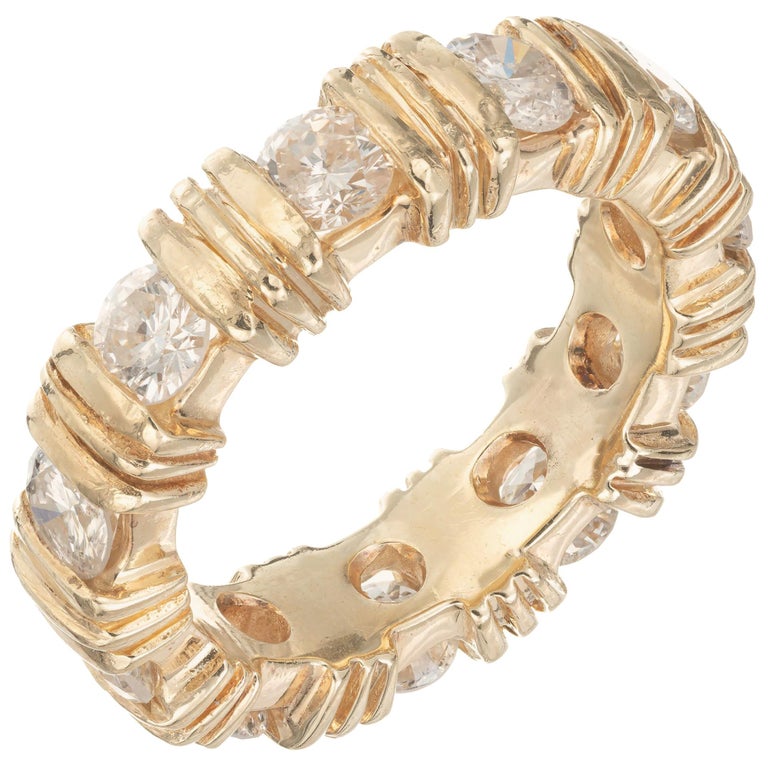 1.87 Carat Diamond Yellow Gold Eternity Wedding Band Ring For Sale at ...