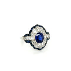 1.87 Carat GIA Certified Ceylon Sapphire and Diamond Platinum Statement Ring