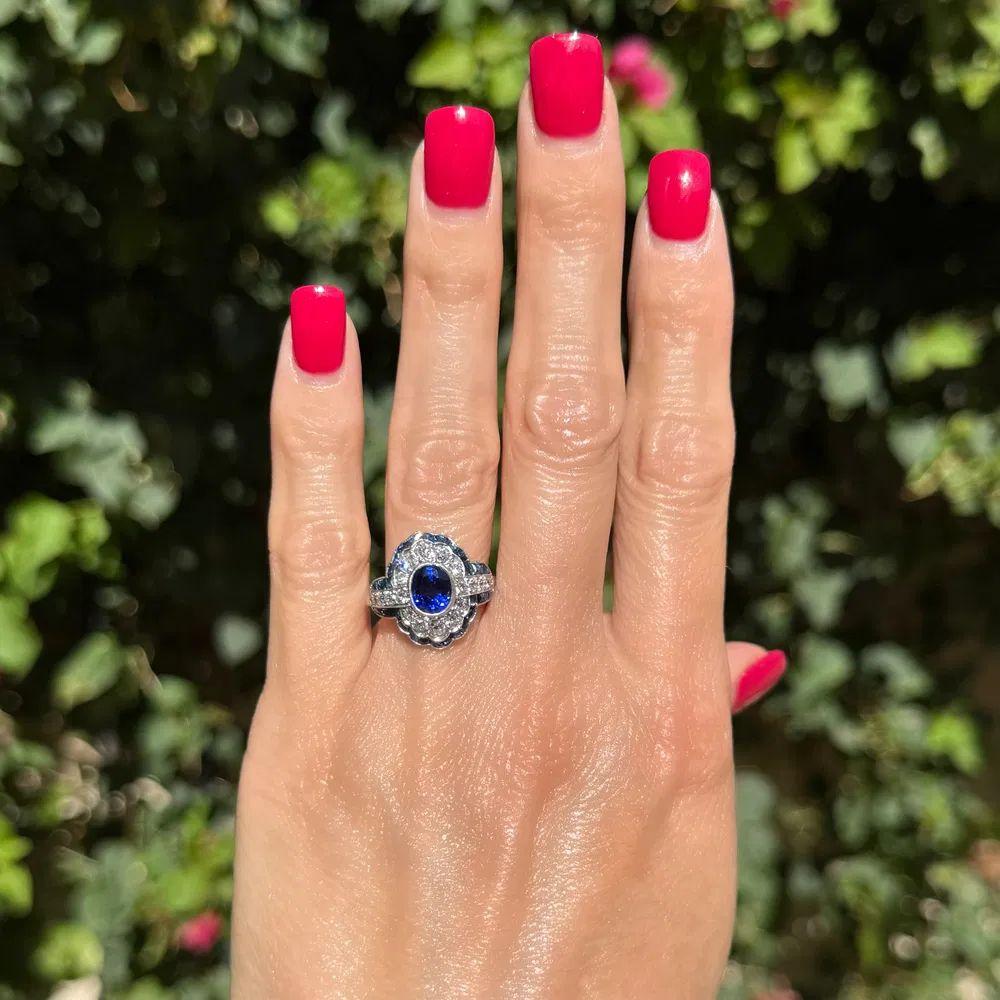 1.87 Karat GIA zertifizierter Ceylon Saphir und Diamant Platin Statement-Ring (Modernistisch) im Angebot