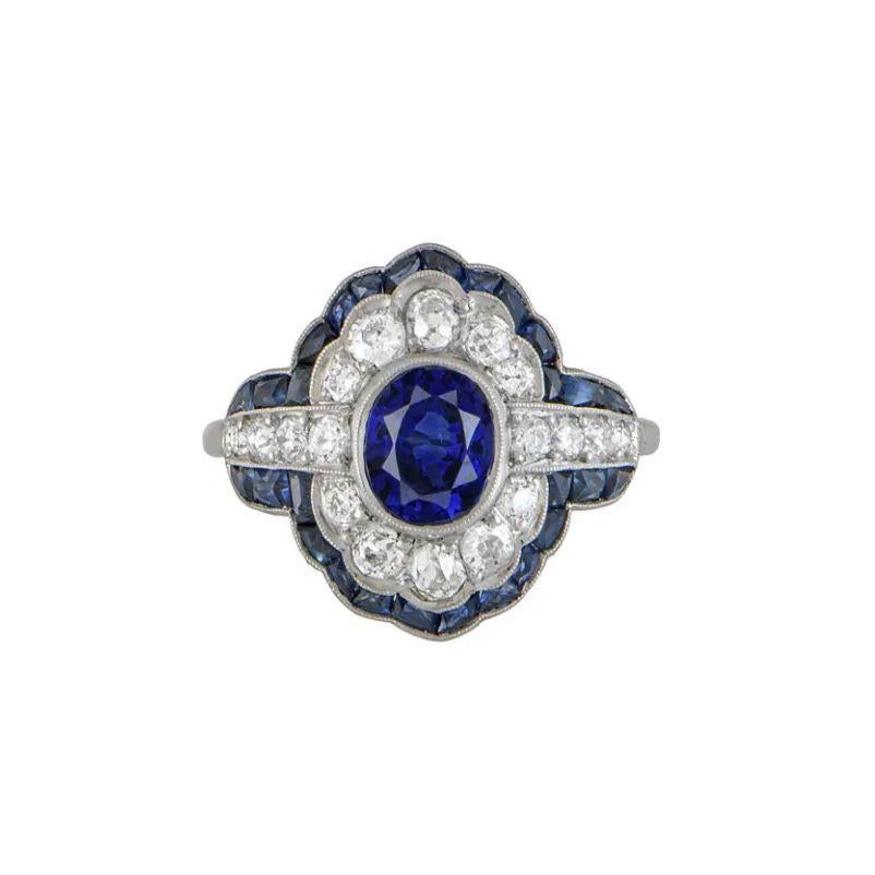 1.87 Karat GIA zertifizierter Ceylon Saphir und Diamant Platin Statement-Ring (Gemischter Schliff) im Angebot