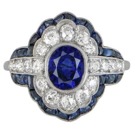 1.87 Karat GIA zertifizierter Ceylon Saphir und Diamant Platin Statement-Ring