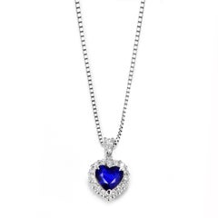 1.87 Carat Natural Royal Blue Sapphire and Diamond Pendant Made in Platinum