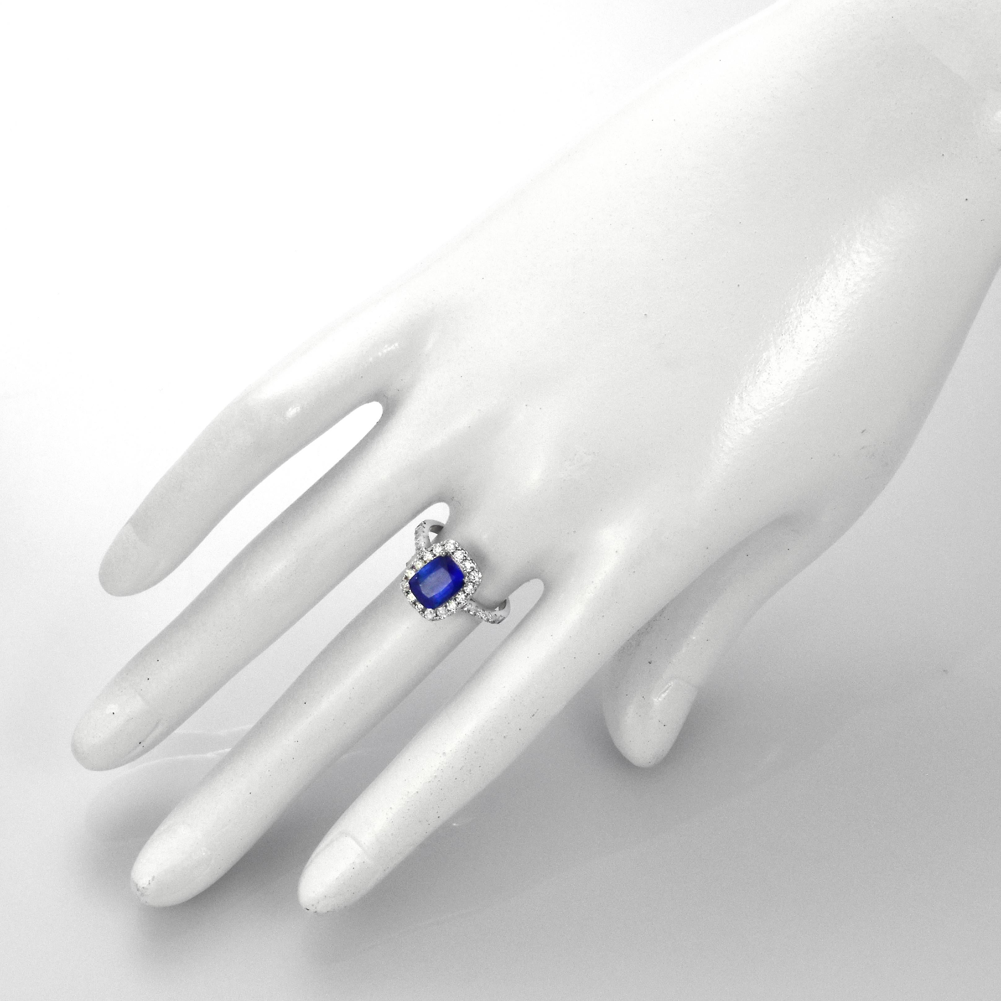 Women's 1.87 Carat Natural Royal Blue Sapphire and Diamond Ring Made in Platinum For Sale