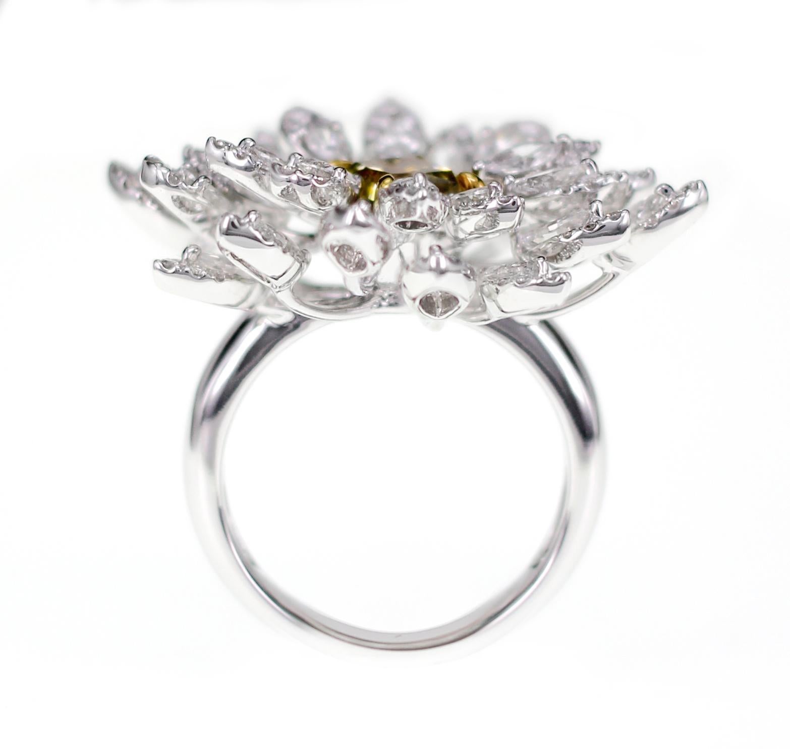 Women's 1.87 Carat Non Certified Yellow Diamond Cocktail Ring For Sale