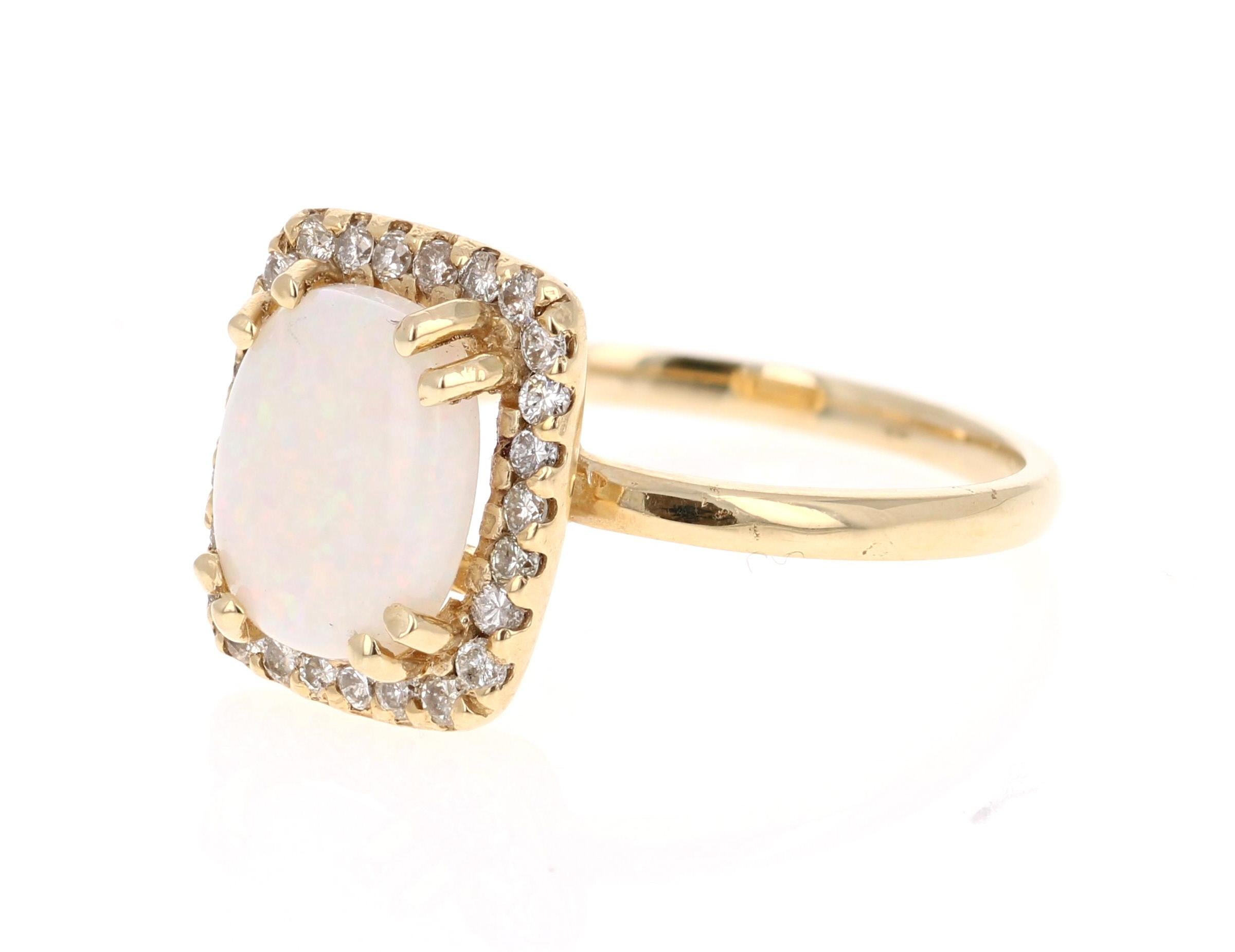 Modern 1.87 Carat Opal Diamond 14 Karat Yellow Gold Ring