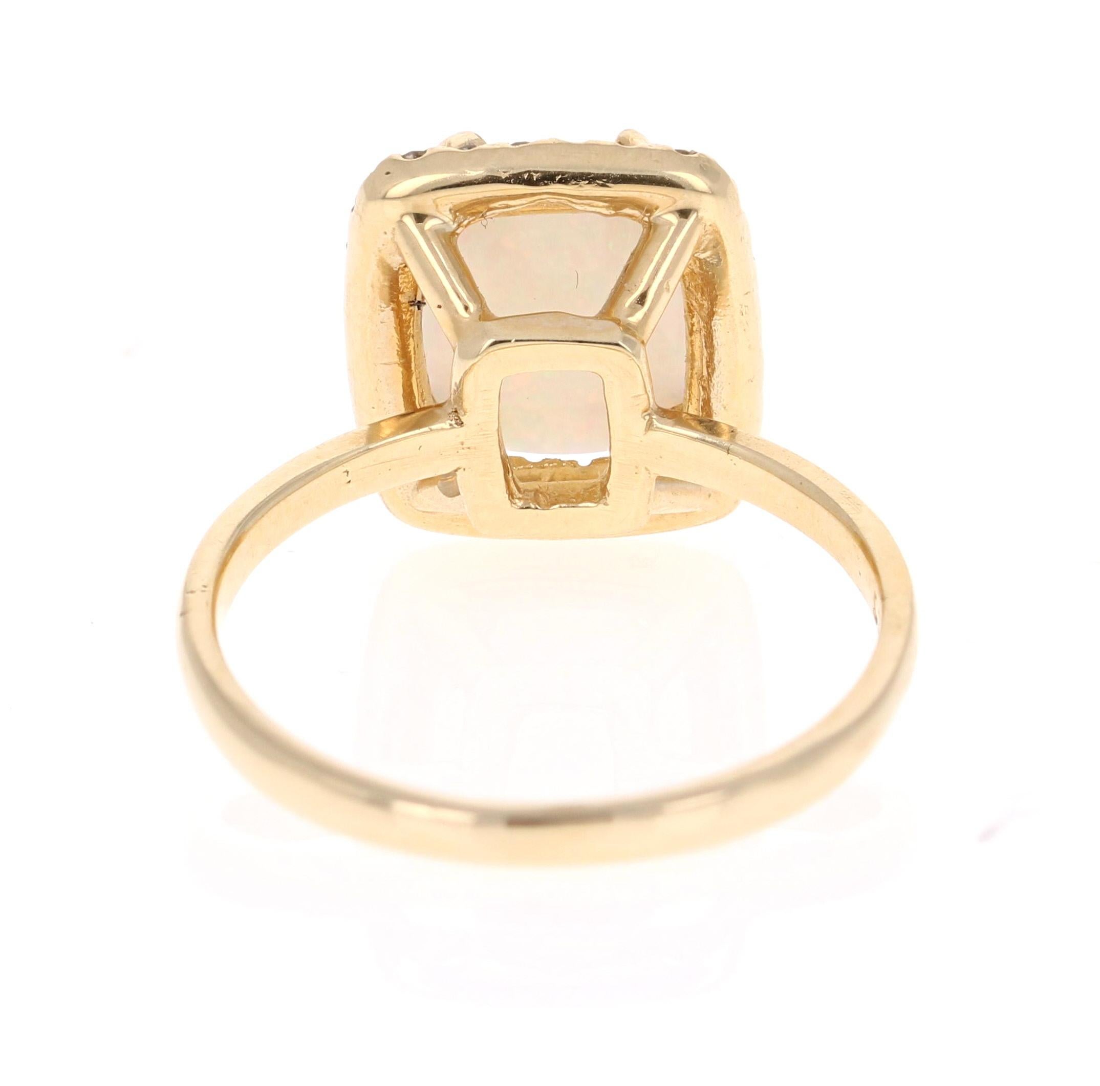 Oval Cut 1.87 Carat Opal Diamond 14 Karat Yellow Gold Ring