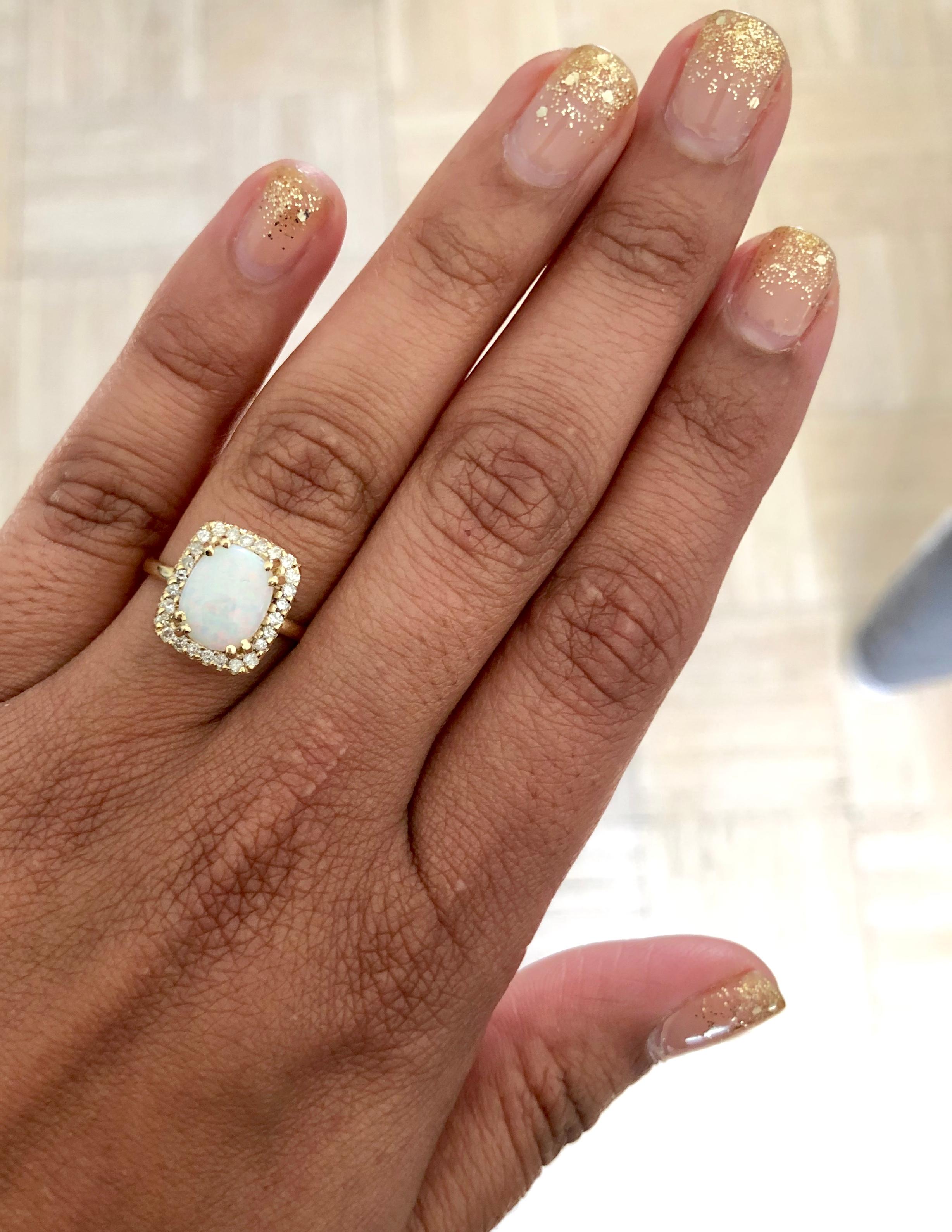 1.87 Carat Opal Diamond 14 Karat Yellow Gold Ring In New Condition In Los Angeles, CA