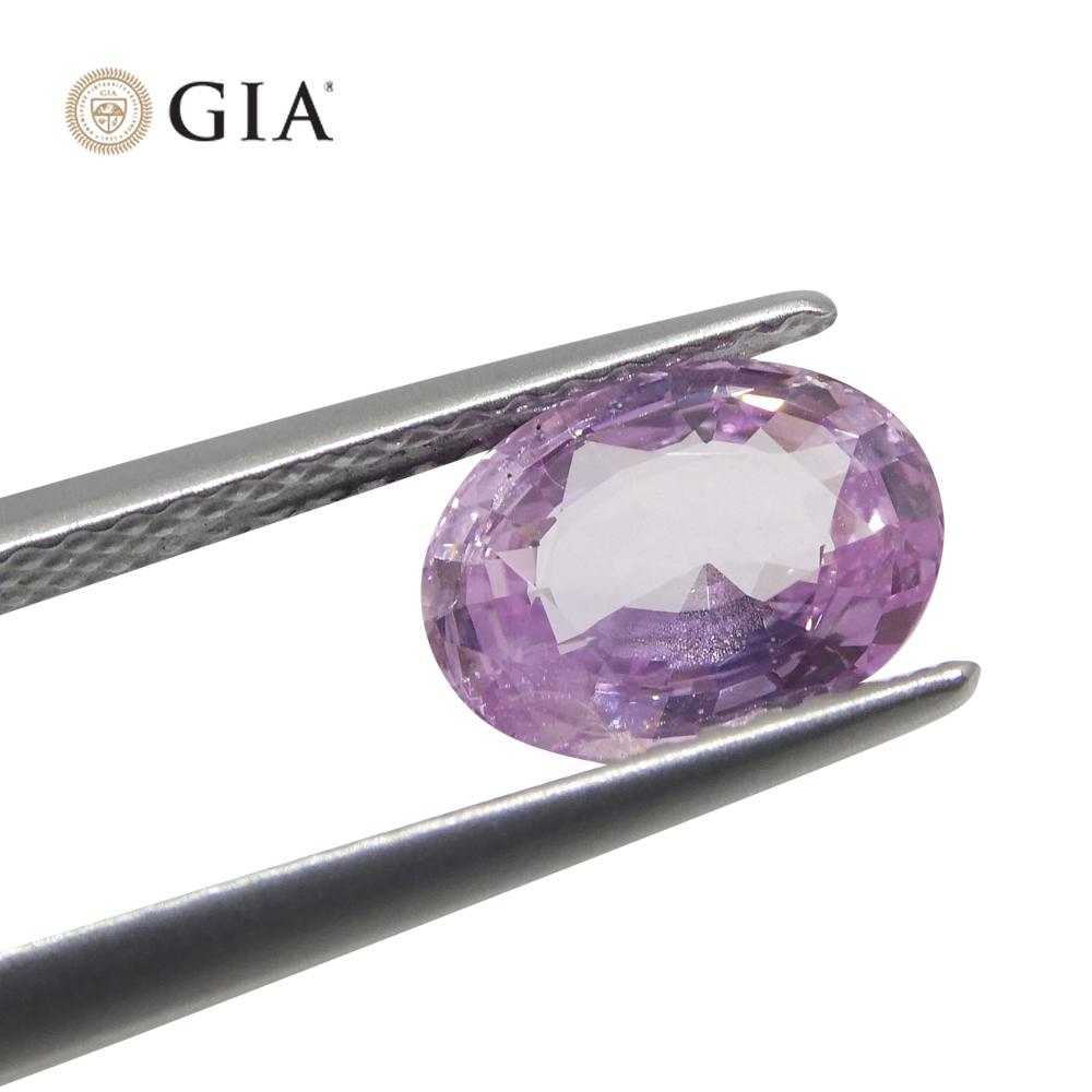 1.87 Carat Pastel Pink Sapphire Oval GIA Certified Sri Lanka For Sale 1