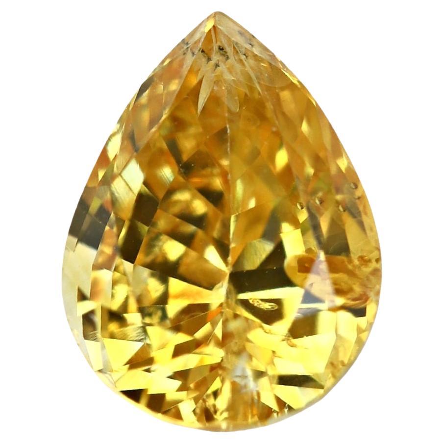 1.87 Carat Pear Cut Natural Golden Yellow Sapphire Loose Gemstone from Sri Lanka For Sale