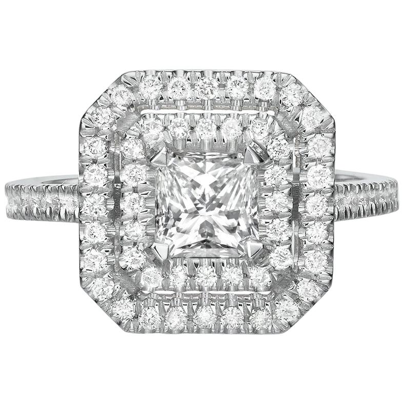 1.87 Carat Princess Cut Diamond Engagement Ring on 14 Karat White Gold For Sale
