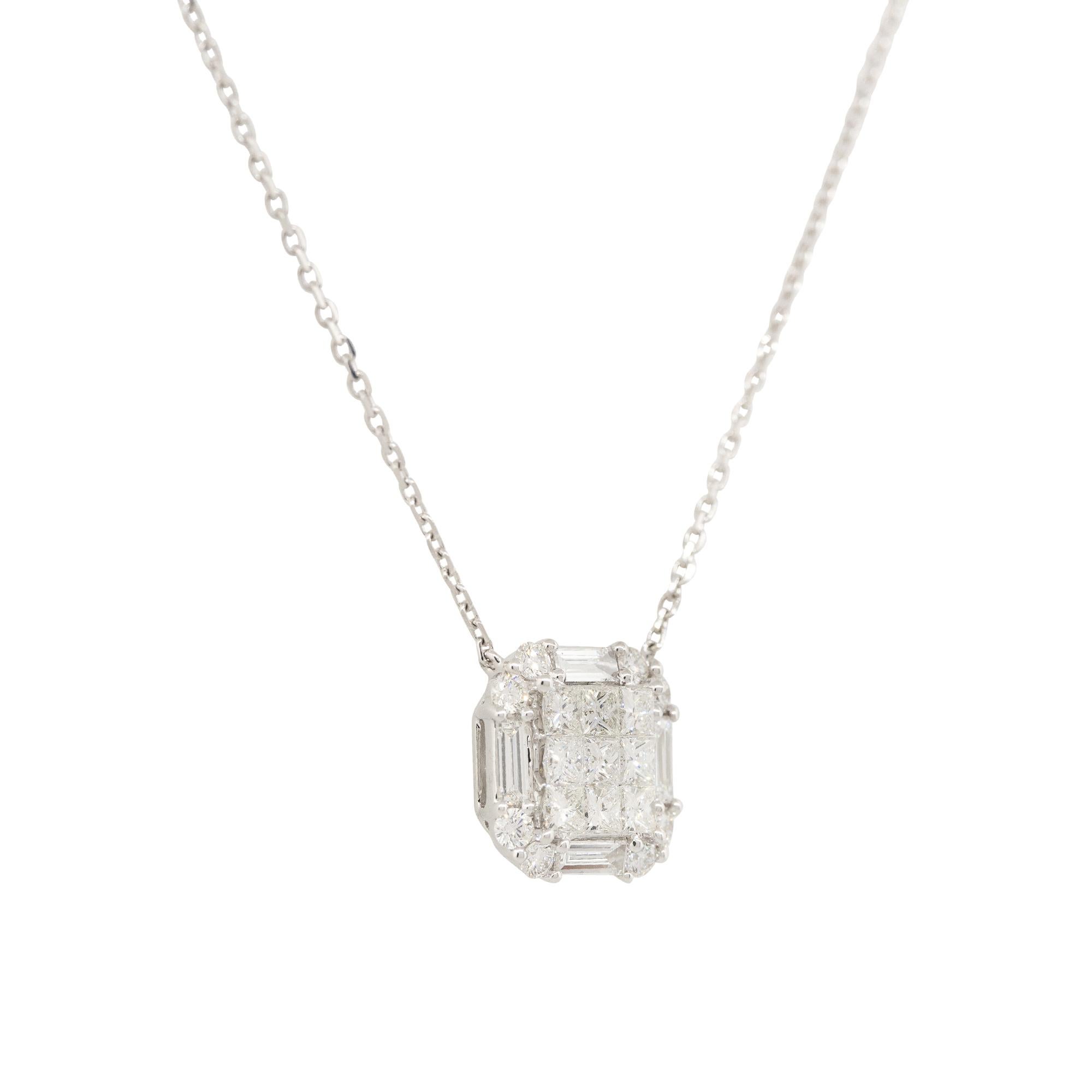 1.87 Karat Princess Cut Diamant Anhänger Halskette 18 Karat Auf Lager (Moderne) im Angebot