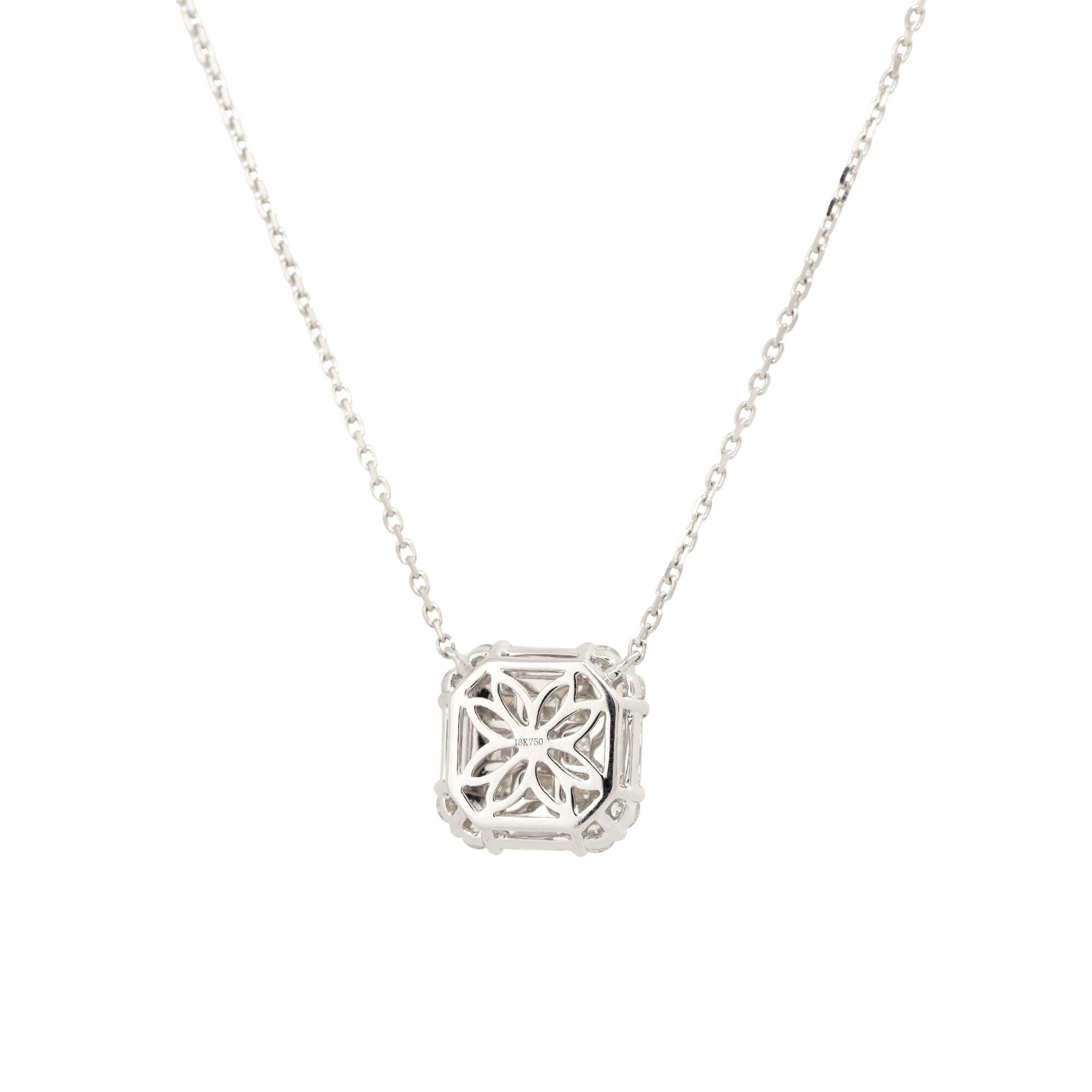 1.87 Carat Princess Cut Diamond Pendant Necklace 18 Karat In Stock In Excellent Condition For Sale In Boca Raton, FL