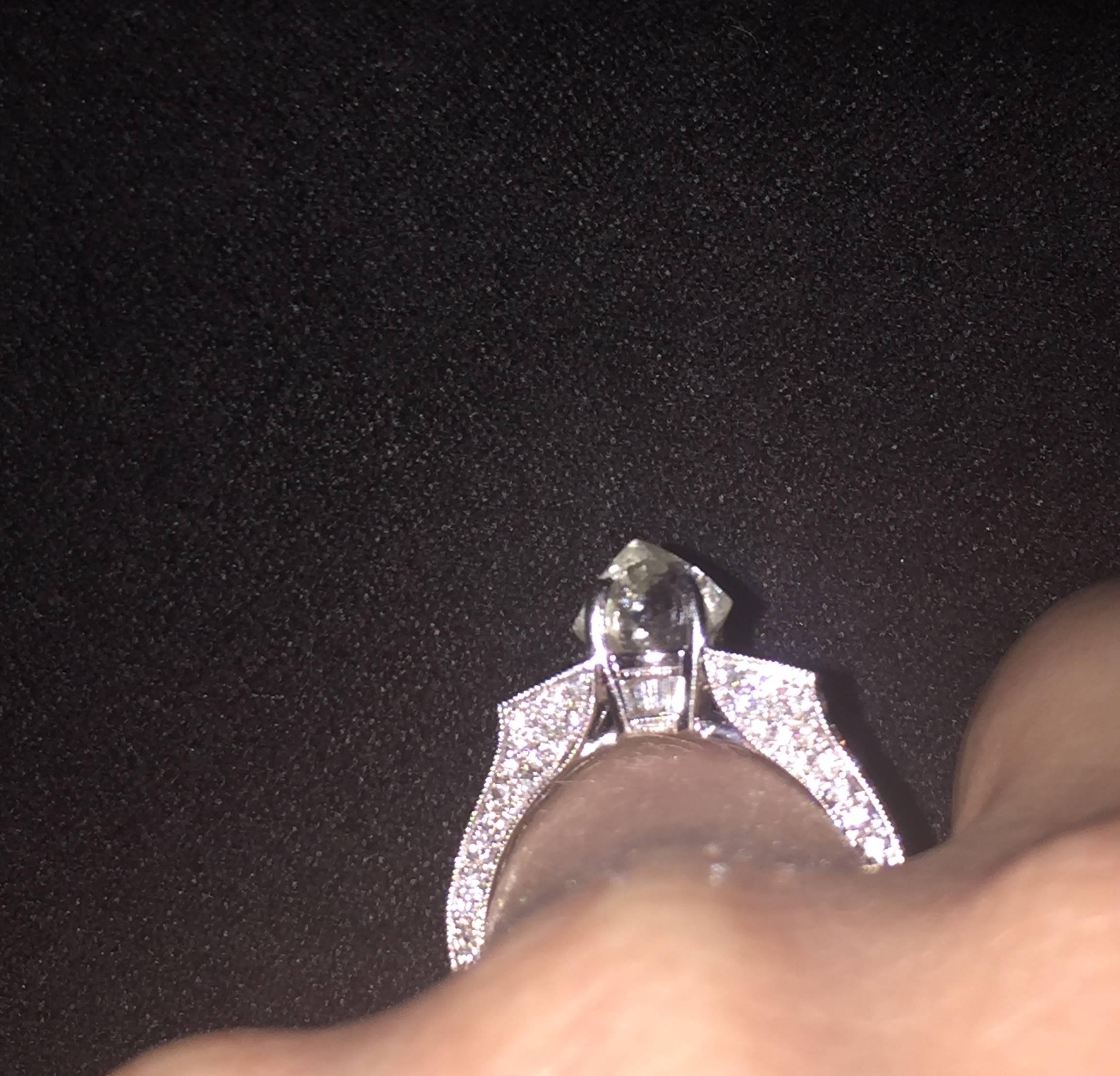 1.87 Carat  Rough White and 1.04 Carat Diamonds White Gold Engagement Ring For Sale 1