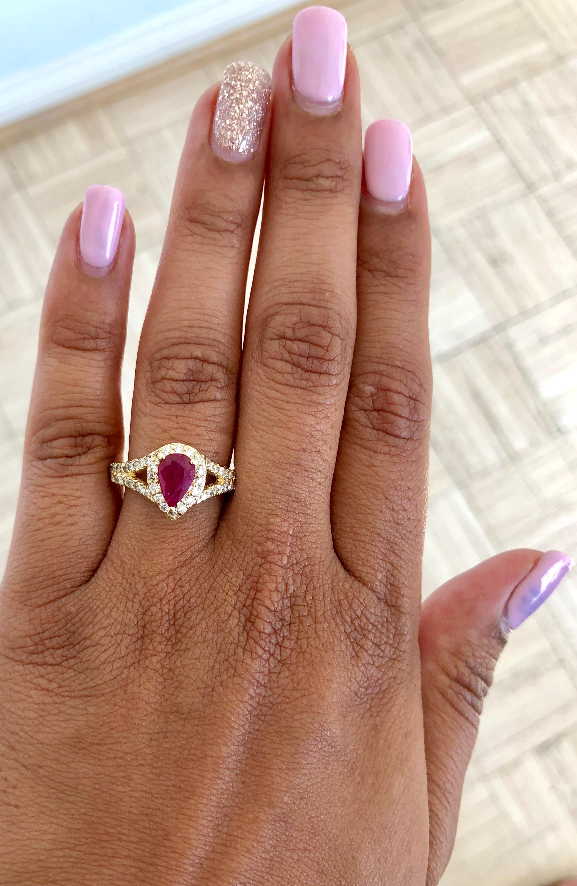 1.87 Karat Rubin-Diamant-Ring aus 14 Karat Gelbgold im Zustand „Neu“ in Los Angeles, CA