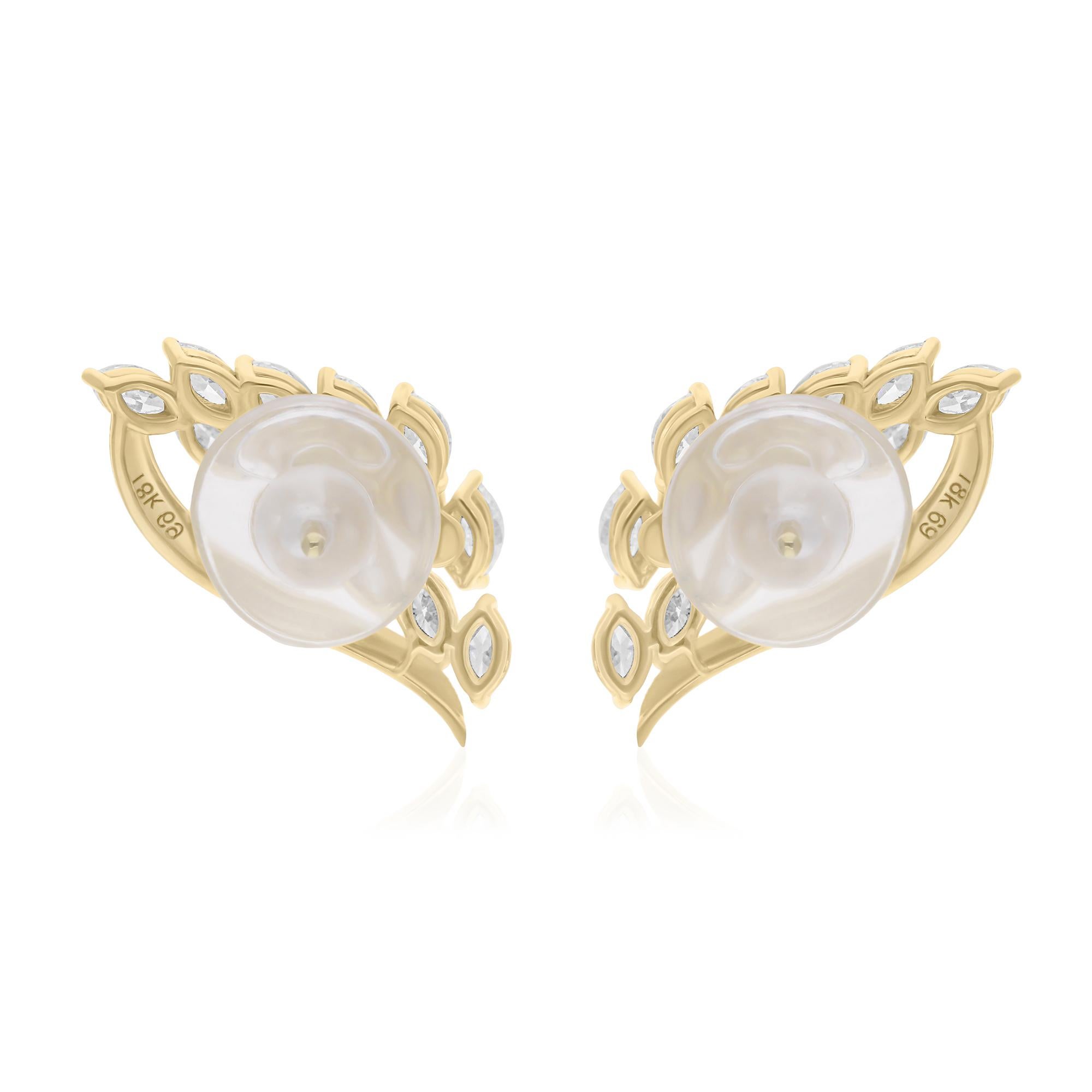 Boucles d'oreilles en or blanc et jaune 18 carats avec diamants marquises de 1,87 carat SI/H Neuf - En vente à Diera, Dubai