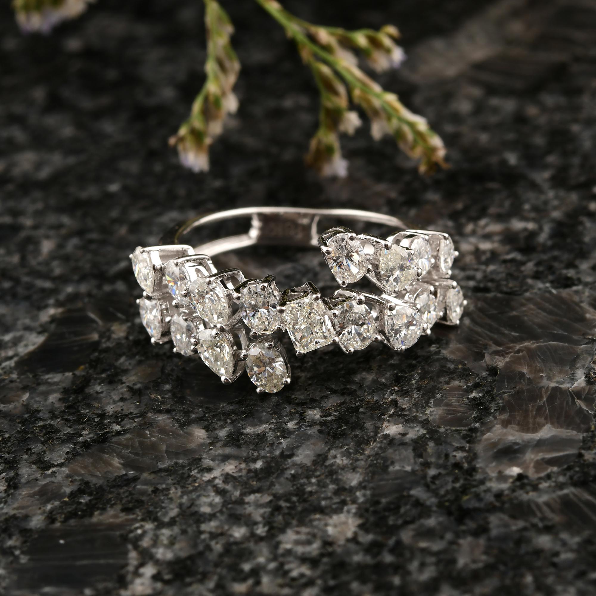 Modern 1.87 Carat SI/H Multi Shape Diamond Ring 18 Karat White Gold Handmade Jewelry For Sale