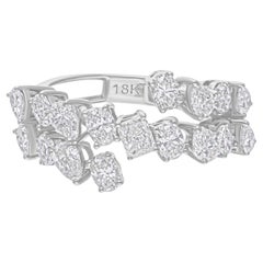 Anillo de diamantes multiforma SI/H de 1,87 quilates Oro blanco de 18 quilates Joyería hecha a mano