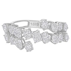 1.87 Carat SI/H Multi Shape Diamond Ring 18 Karat White Gold Handmade Jewelry