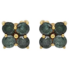 Boucles d'oreilles en or jaune avec diamant bleu traité de 1,87 carat