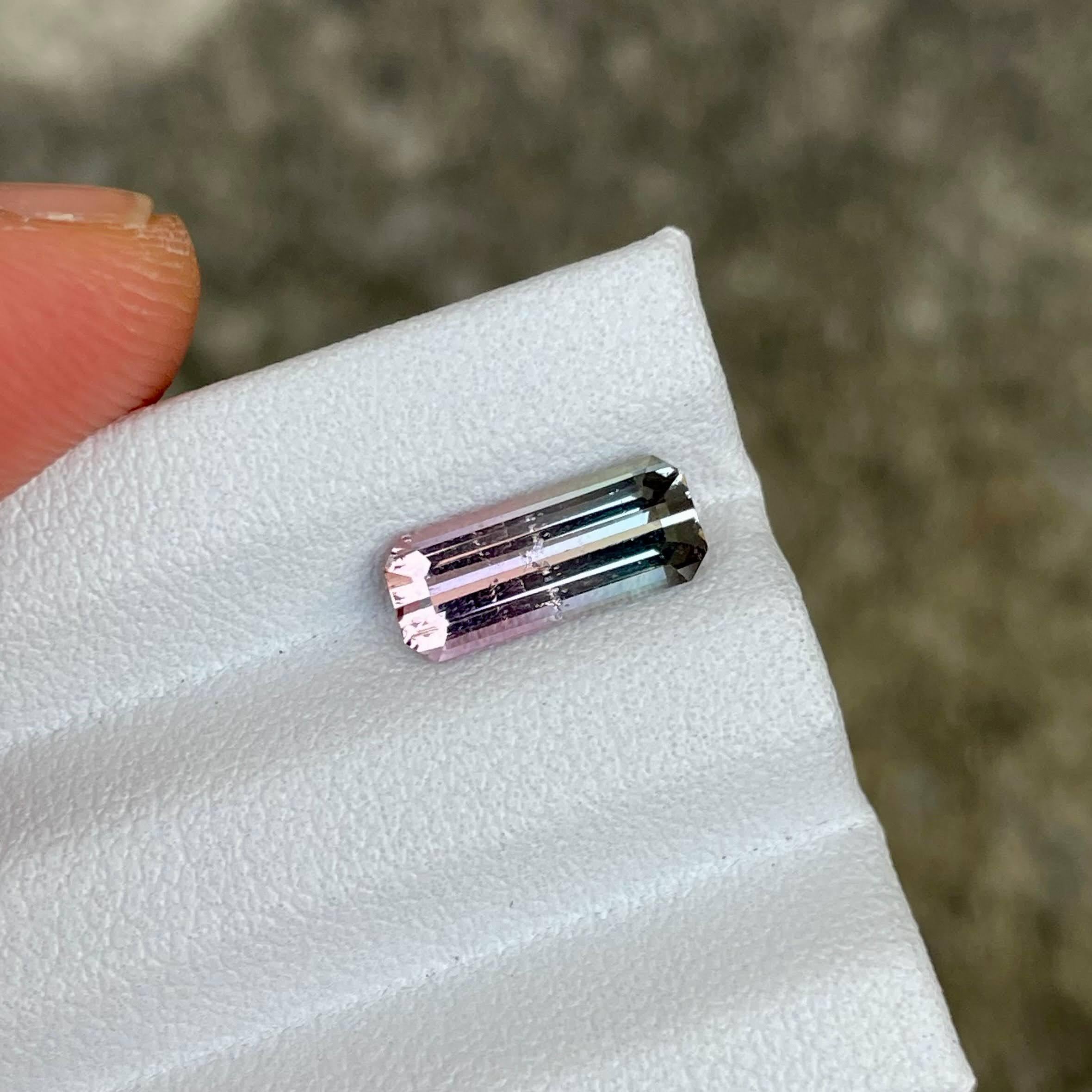 Poids 1,87 carats 
Dimensions 11.4x4.8x3.7 mm
Traitement aucun 
Origine Afghanistan 
Clarity SI
Forme octogonale 
Taille émeraude 


Cette étonnante tourmaline bicolore de 1,87 carat est une pierre précieuse rare et exquise, présentant un mélange