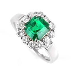 Anello con smeraldo colombiano verde Muzo e diamanti da 1,87 carati in platino