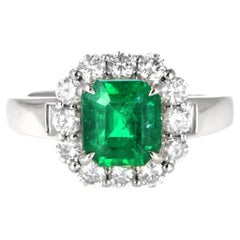 Anello con smeraldo colombiano verde Muzo e diamanti da 1,87 carati in platino