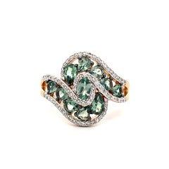 Vintage 1.87 TCW Chrysoberyl and Diamond Two-Tone Gold Cocktail Ring
