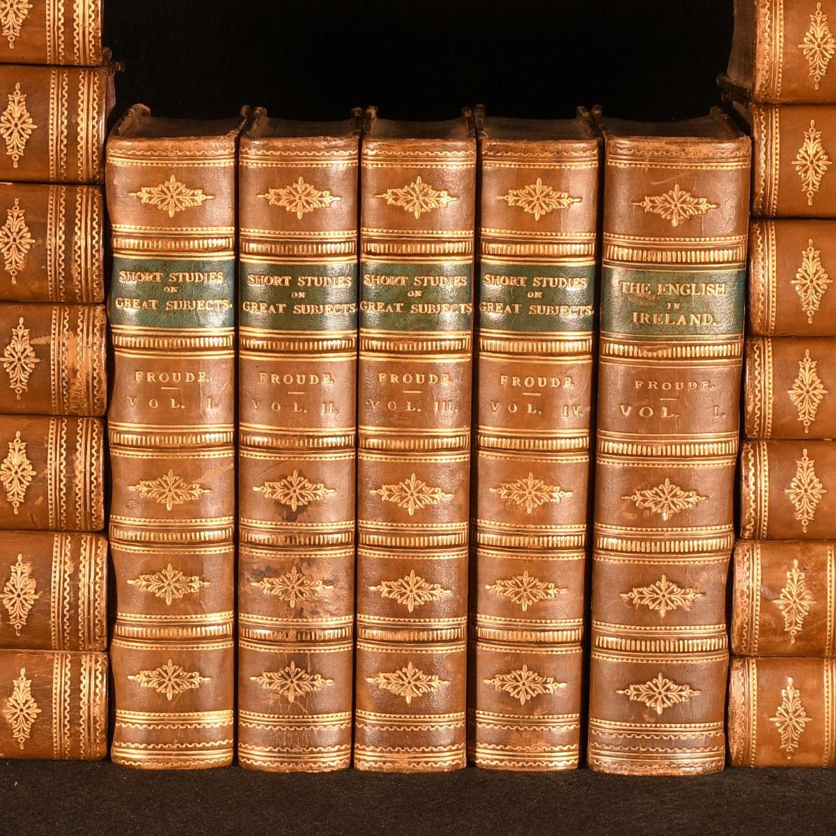 Une collection magnifiquement reliée d'œuvres de James Anthony Froude, y compris sa vaste histoire de l'Angleterre, reliée dans un demi-veau uniforme signé par Mudie.

Une belle série d'œuvres de James Anthony Froude, reliée par Mudie en demi-veau