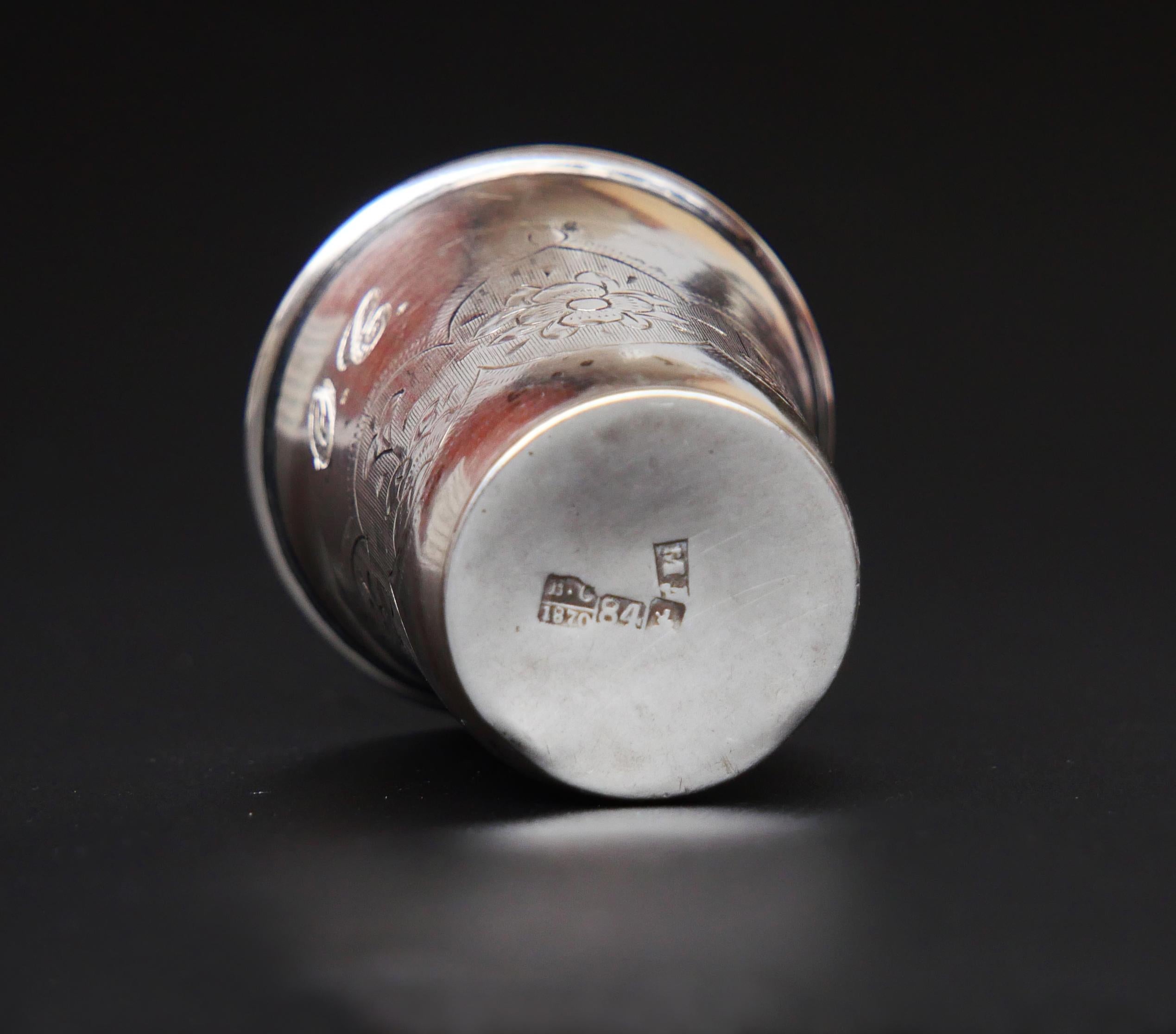 1870-1900 Quattro antichi bicchieri da vodka in argento Sterling 84/ 76 grammi in vendita 12