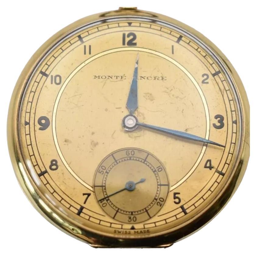 1870 - 1920 Monte Ancre 14ct Gold 15 Jewels Swiss Made Pocket Watch Open Faced