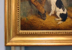 1870 "A Stable Interior" Oil Painting by Edwin Frederik Holt