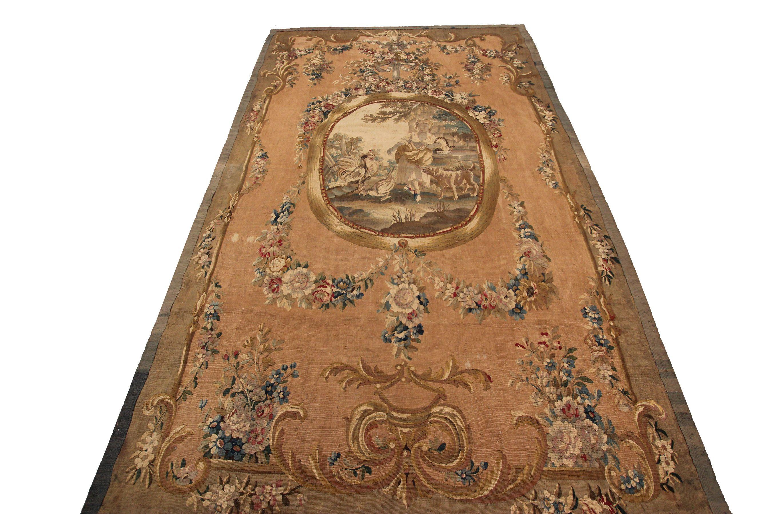 Amazing Rare Antique French Tapestry Fine Wool & Silk

 Beige

5'2