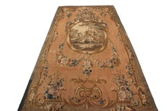 1870 Antique French Tapestry Wool & Silk Tapestry Beige Handmade Tapestry