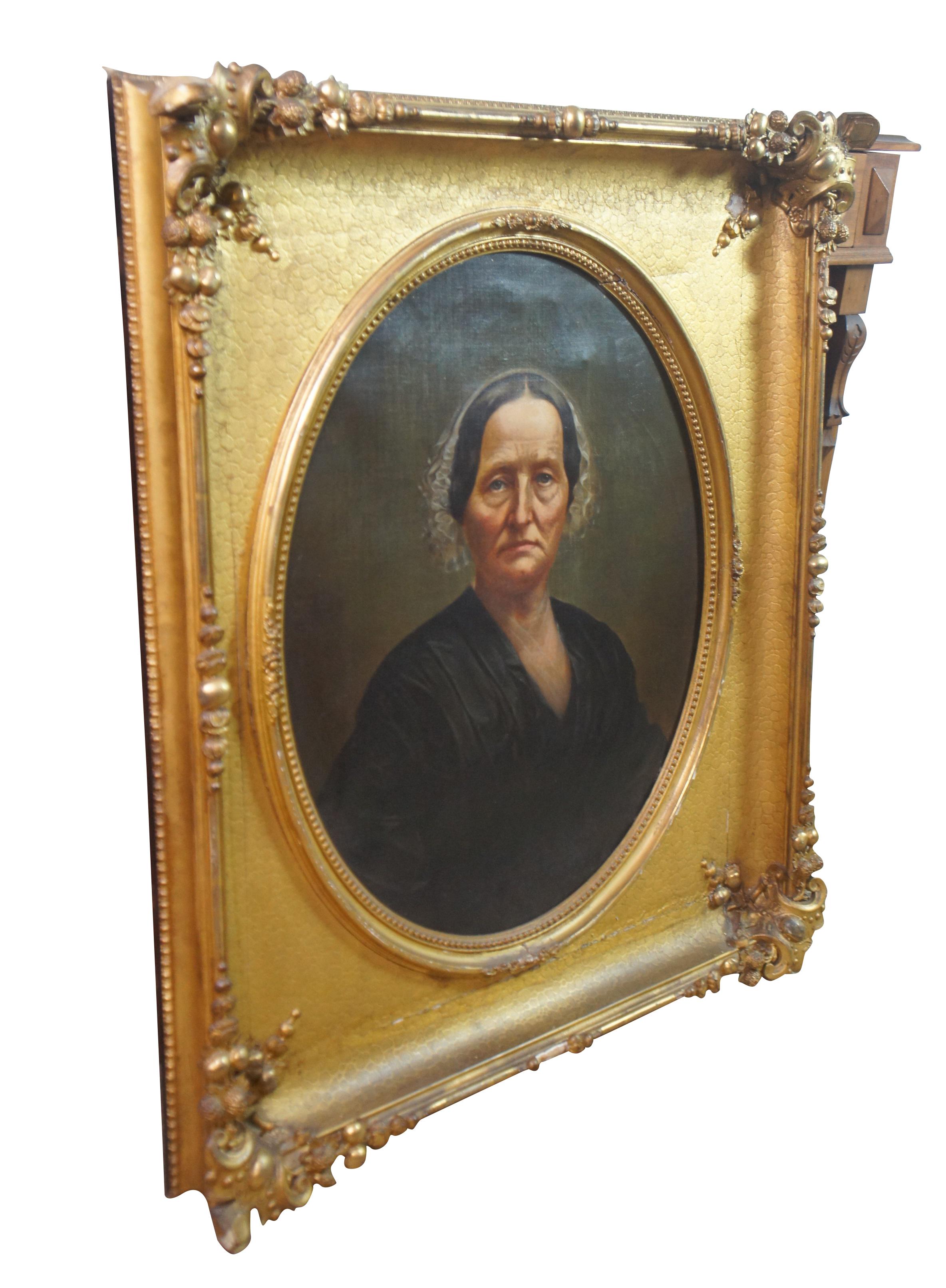 1870 Antikes Laura Birge Oval Ölporträt, Gemälde Große Großmutter, 1870 (Viktorianisch) im Angebot