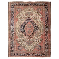 1870 Antiker persischer Farahan-Teppich Antiker Farahan-Teppich Pfauenmuster