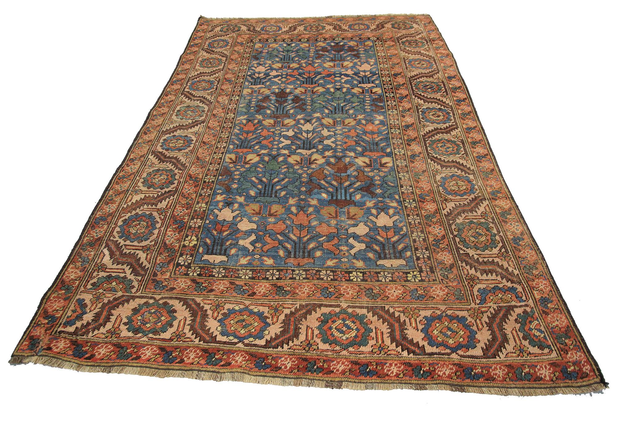 Rare Antique Serapi rug 5X7 Handmade Bakhshaayesh Tribal Blue 5'3